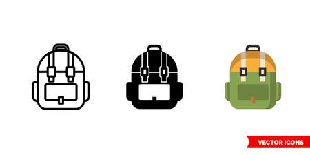 Backpack icon of 3 types color, black and white, outline. Isolated vector sign symbol.のイラスト素材
