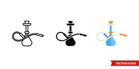 Hookah icon of 3 types. Isolated sign symbol.
