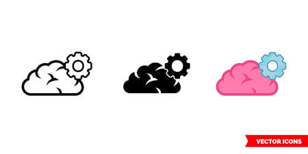 Brain with gear icon of 3 types. Isolated vector sign symbol.のイラスト素材