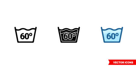 Water temperature 60C icon of 3 types color, black and white, outline. Isolated vector sign symbol.のイラスト素材