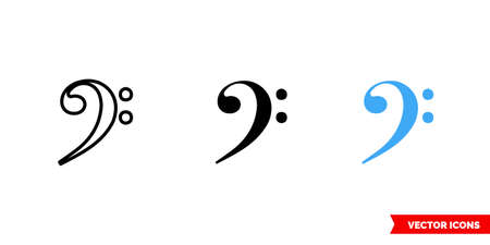 Bass clef icon of 3 types. Isolated vector sign symbol.のイラスト素材