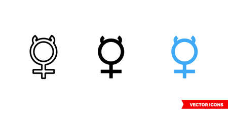 Mercury symbol icon of 3 types color, black and white, outline. Isolated vector sign symbol.のイラスト素材