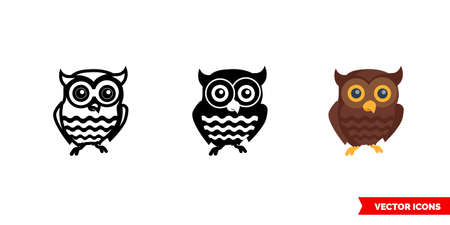 Owl icon of 3 types. Isolated vector sign symbol.のイラスト素材