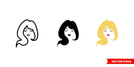 Beautiful woman beauty icon of 3 types. Isolated sign symbol.のイラスト素材