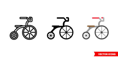 Tricycle icon of 3 types. Isolated sign symbol.のイラスト素材