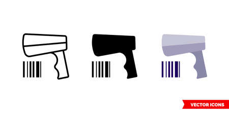 Barcode reader icon of 3 types color, black and white, outline. Isolated vector sign symbol.のイラスト素材