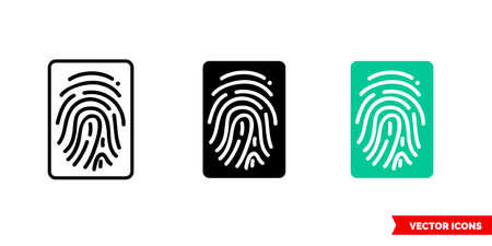 Fingerprint recognition icon of 3 types. Isolated sign symbol.のイラスト素材