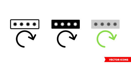 Password reset icon of 3 types. Isolated vector sign symbol.のイラスト素材