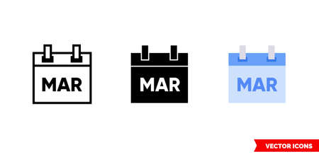 March icon of 3 types. Isolated vector sign symbol.のイラスト素材