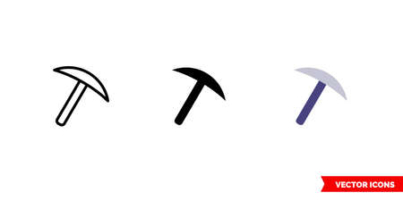 Pickaxe icon of 3 types. Isolated vector sign symbol.のイラスト素材
