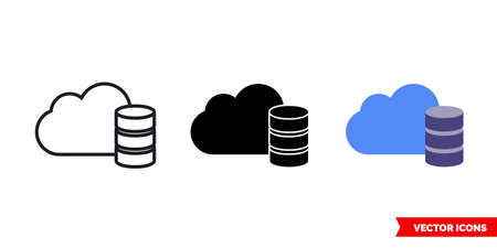 Cloud database icon of 3 types. Isolated vector sign symbol.のイラスト素材