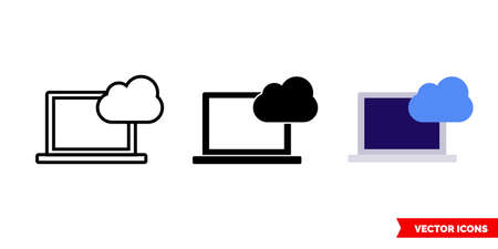Cloud computing icon of 3 types. Isolated vector sign symbol.のイラスト素材