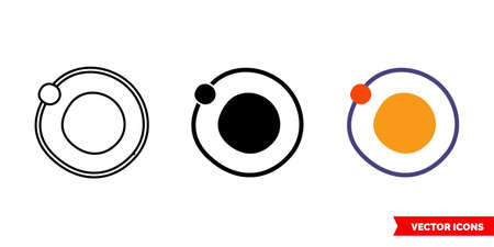 Planet and satellite icon of 3 types color, black and white, outline. Isolated vector sign symbol.のイラスト素材