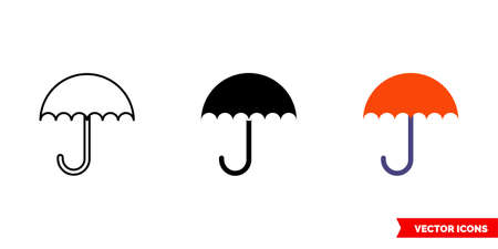 Umbrella icon of 3 types. Isolated vector sign symbol.のイラスト素材