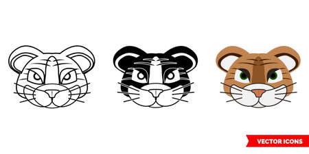 Tiger icon of 3 types. Isolated symbol.のイラスト素材