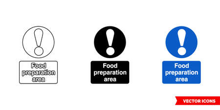 Food preparation area sign icon of 3 types. Isolated vector sign symbol.のイラスト素材