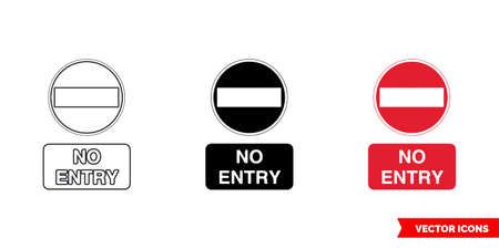 No entry prohibitory sign icon of 3 types. Isolated vector sign symbol.のイラスト素材