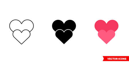 Heart behind heart icon of 3 types. Isolated vector sign symbol.のイラスト素材
