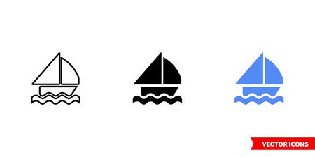 symbol sailing icon of 3 types color, black and white, outline.Isolated vector sign symbol.のイラスト素材