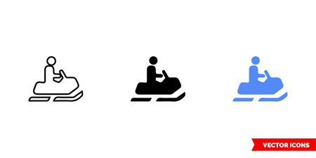 symbol snowmobile trail icon of 3 types color, black and white, outline.Isolated vector sign symbol.のイラスト素材