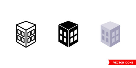 Building with top view icon of 3 types color, black and white, outline.Isolated vector sign symbol.のイラスト素材
