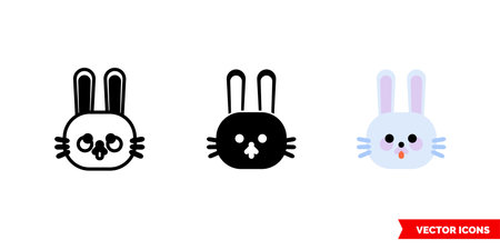 rabbit icon of 3 types color, black and white, outline.Isolated vector sign symbol.のイラスト素材