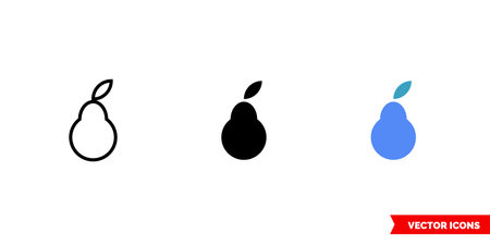 pear icon of 3 types color, black and white, outline.Isolated vector sign symbol.のイラスト素材