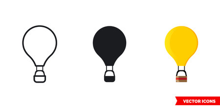 Balloon icon of 3 types color, black and white, outline.Isolated vector sign symbol.のイラスト素材