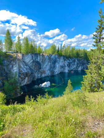 Marble quarry Ruskeala reserve, landmark of Russia, Republic of Karelia.の写真素材