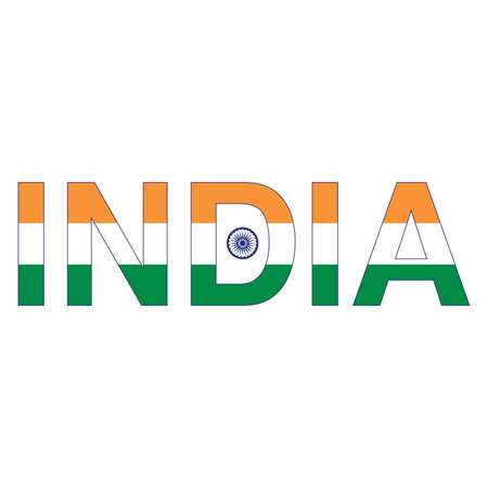 India in flag colour, India wordのイラスト素材