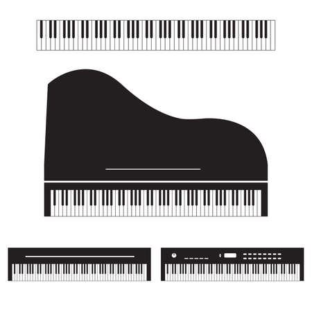 Piano and keyboard realistic vector icon setのイラスト素材