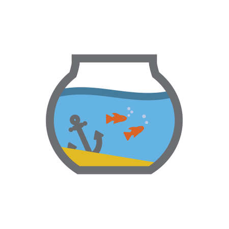 Aquarium fish bowl vector icon with anchor colorのイラスト素材