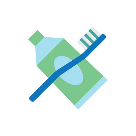 Toothbrush and paste vector icon color