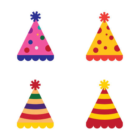 Birthday party hat celebration vector icon set colorのイラスト素材