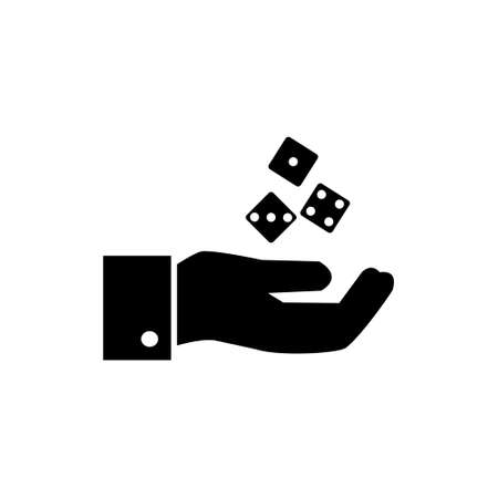 Gambling, hand throwing dice, luck vector iconのイラスト素材