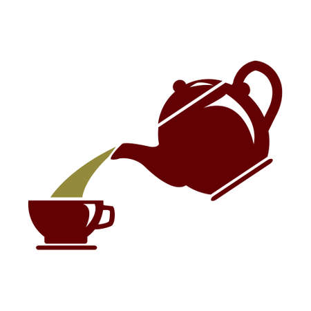 Teapot kettle icon, tea poured in a mug vector icon colorのイラスト素材