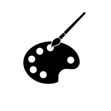 Painting color palette and brush vector icon, painting equipment blackのイラスト素材