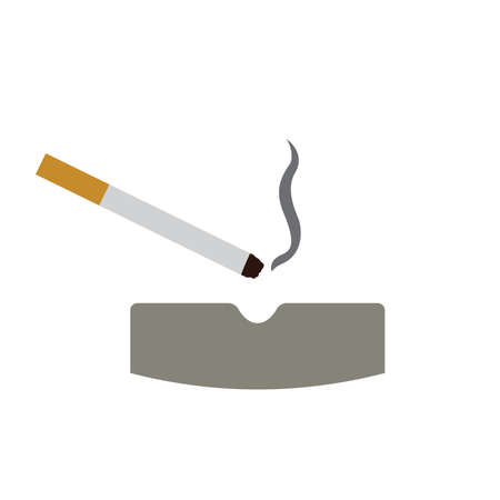 Cigarette with smoke and ashtray vector icon colorのイラスト素材