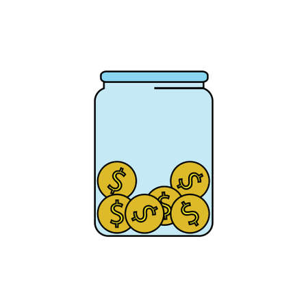 Money, coins in a jar, donation, tip or savings vector iconのイラスト素材