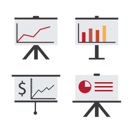 Presentation board business finance vector icon set colorのイラスト素材