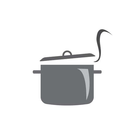 Cooking pot, saucepan with smoke vector iconのイラスト素材