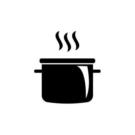 Cooking pot, saucepan with smoke vector iconのイラスト素材