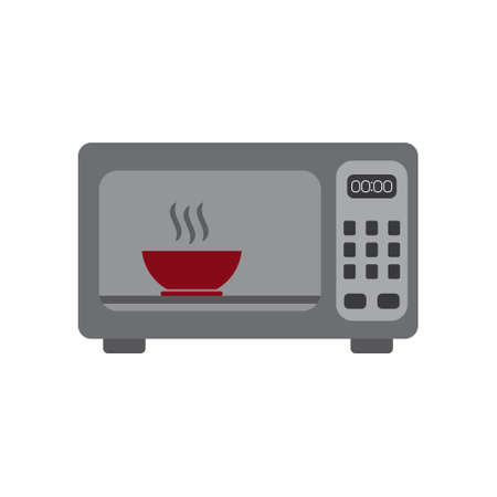 Microwave oven with bowl inside vector iconのイラスト素材