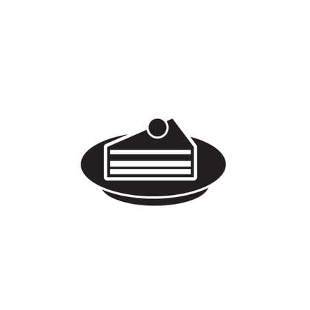 Cake slice on plate vector icon dessert iconのイラスト素材