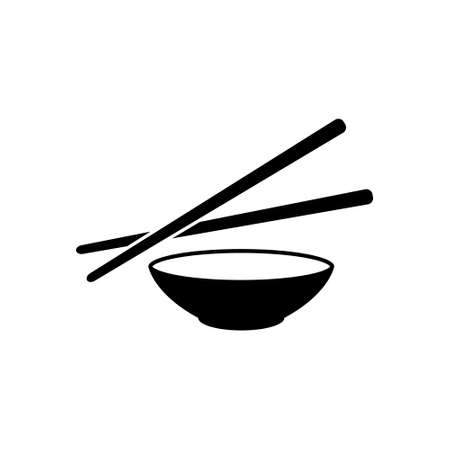 asian food bowl with chopsticks vector icon on white backgroundのイラスト素材
