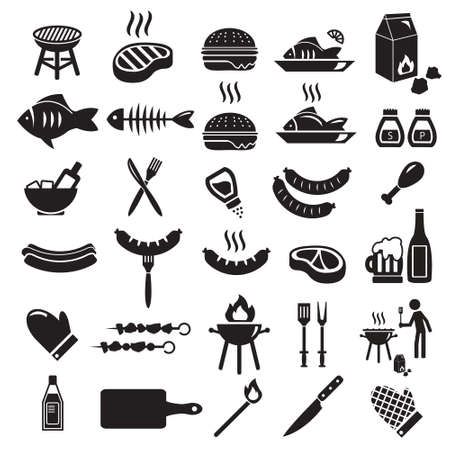 Barbecue summer vector icon setのイラスト素材