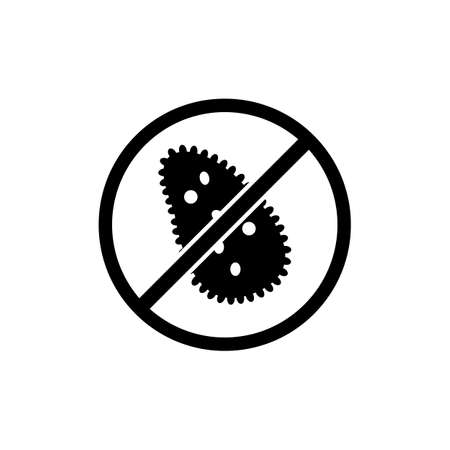 Bacteria crossed, stop bacteria spreading, sterile, antibacterial vector icon symbolのイラスト素材