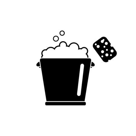 Bucket full of soap, cleaning vector iconのイラスト素材