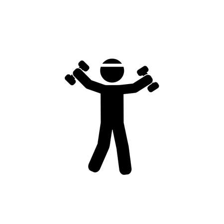Person working out, jumping jacks with dumbbells exercise vector iconのイラスト素材
