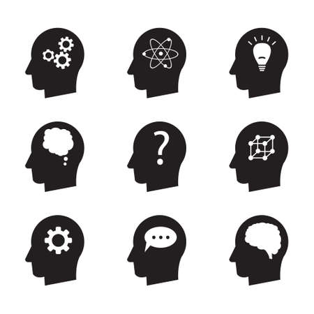 Man head mind thinking vector icon setのイラスト素材